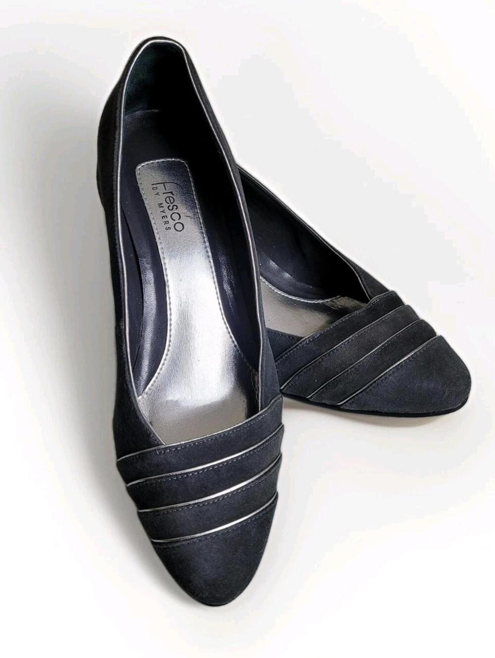 Fresco By Myers Gray Suede Heels Womens Size 10 Renee Leather Shoes